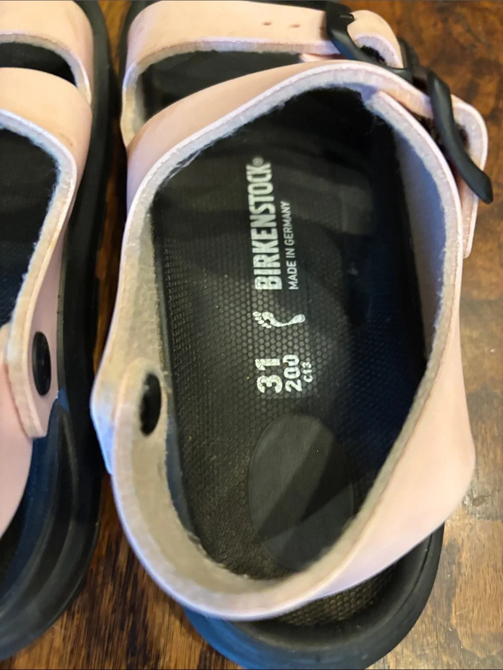 Birkenstock Kids Light Pink Double-Strap Sandals with Black Footbed
